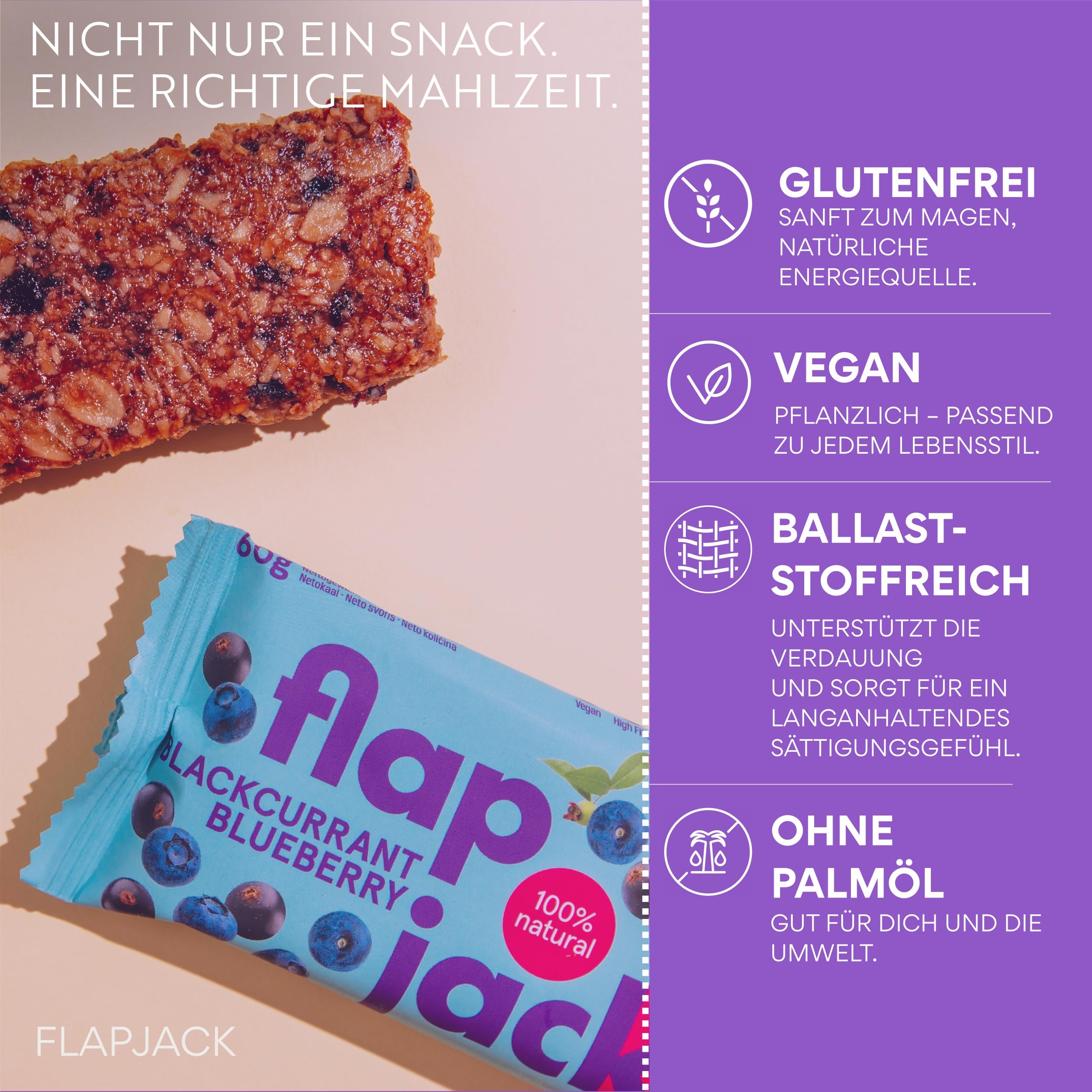 The BEGINNINGS Flapjack all’avena Mix box 5 gusti x 4 barrette – 20 x 60 g (1,2 kg) – barrette ai cereali di avena – vegan, senza glutine – ricche di fibre