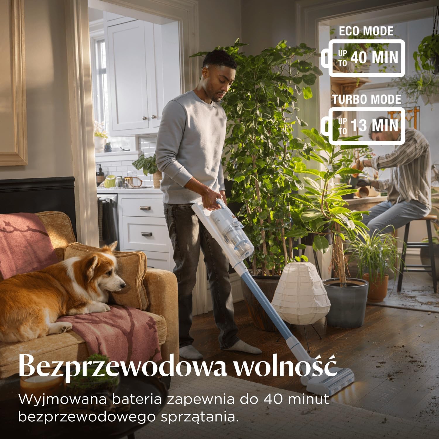 BISSELL PowerClean, odkurzacz pionowy, silnik 200 W, diody LED, nieplącząca się szczotka, odkurzacz 3 w 1, konstrukcja stojąca, filtr HEPA, wymienna bateria 2000 mAh, czas pracy 40 min, 4261N