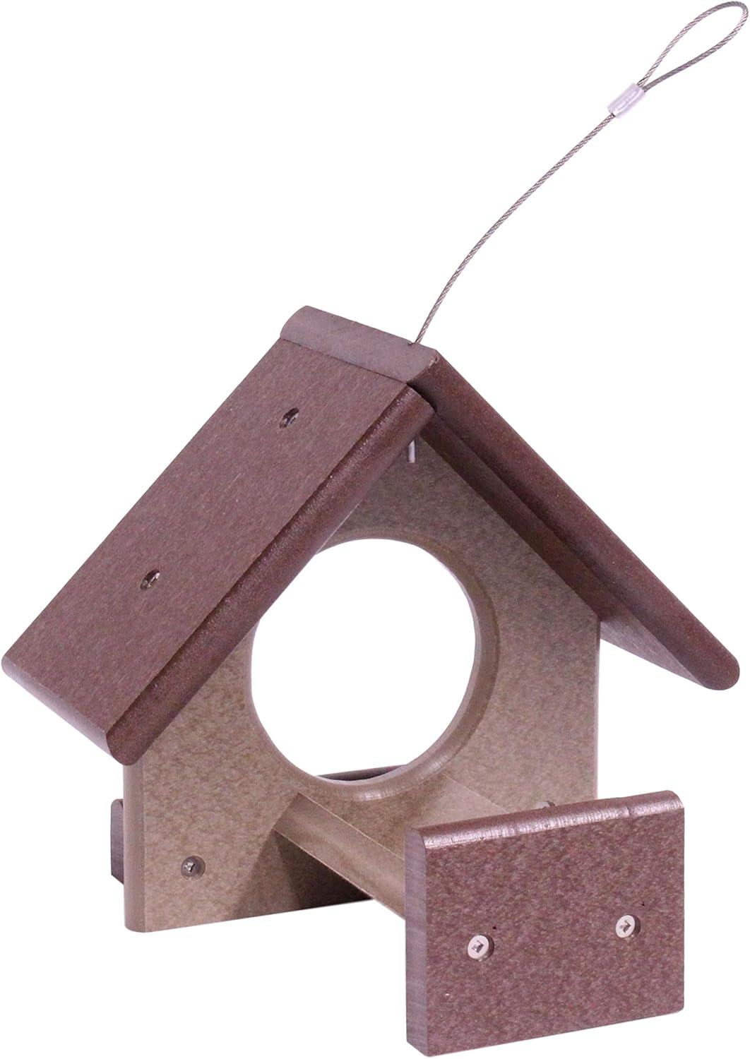AmishToyBox Peanut Butter Bird Feeder, Eco-Friendly Poly Lumber, Fits 18 Oz. Jar of Peanut Butter (Tudor Brown/Weathered Wood), Amish-Made