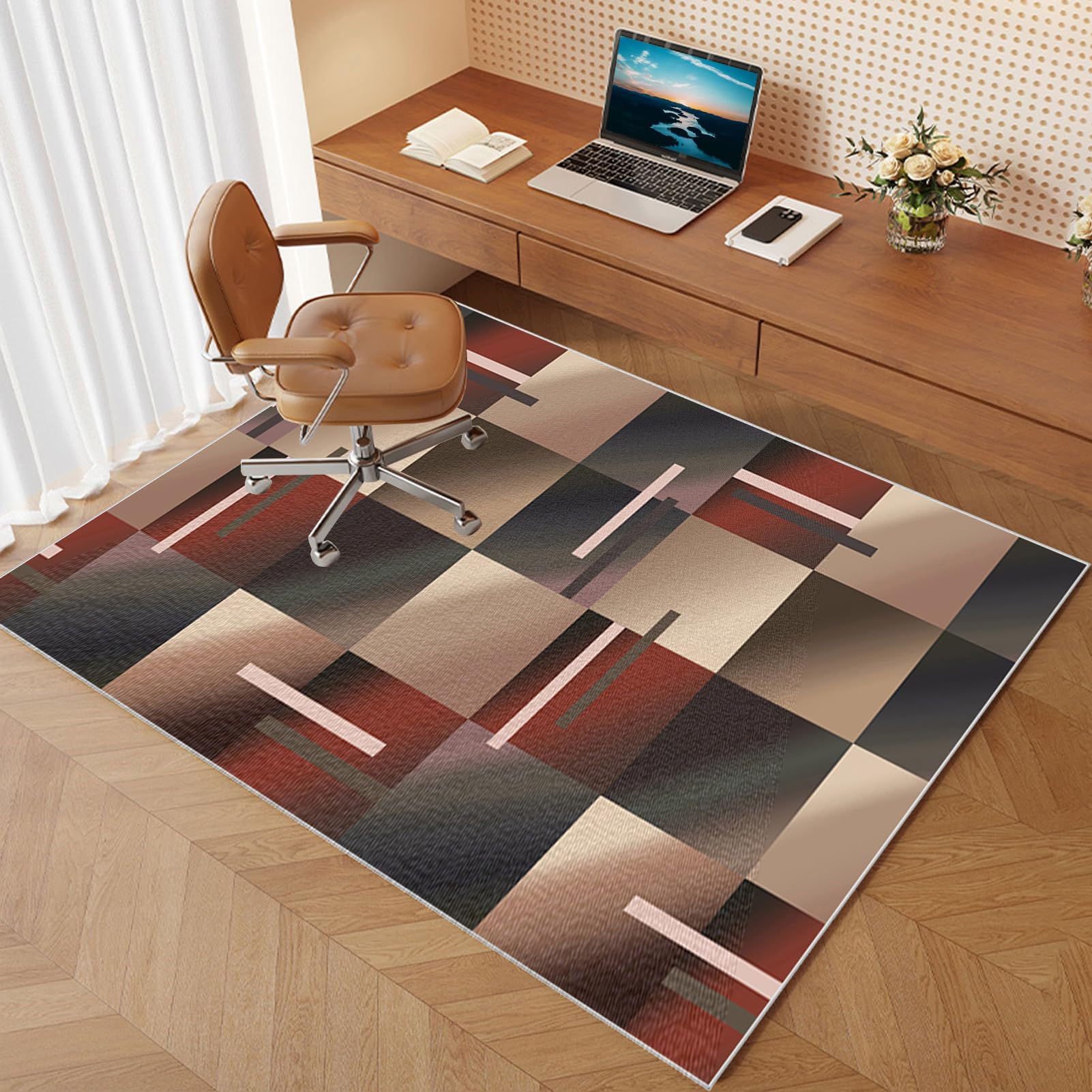 Mata na krzesło biurowe na podłogi z twardego drewna, antypoślizgowa, ochronna, 150 x 170 cm, wytrzymała, antypoślizgowa mata ochronna z twardego drewna, do biura i domu