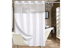 Conbo Mio Check-White Spa Hotel Grade Shower Curtain with Window