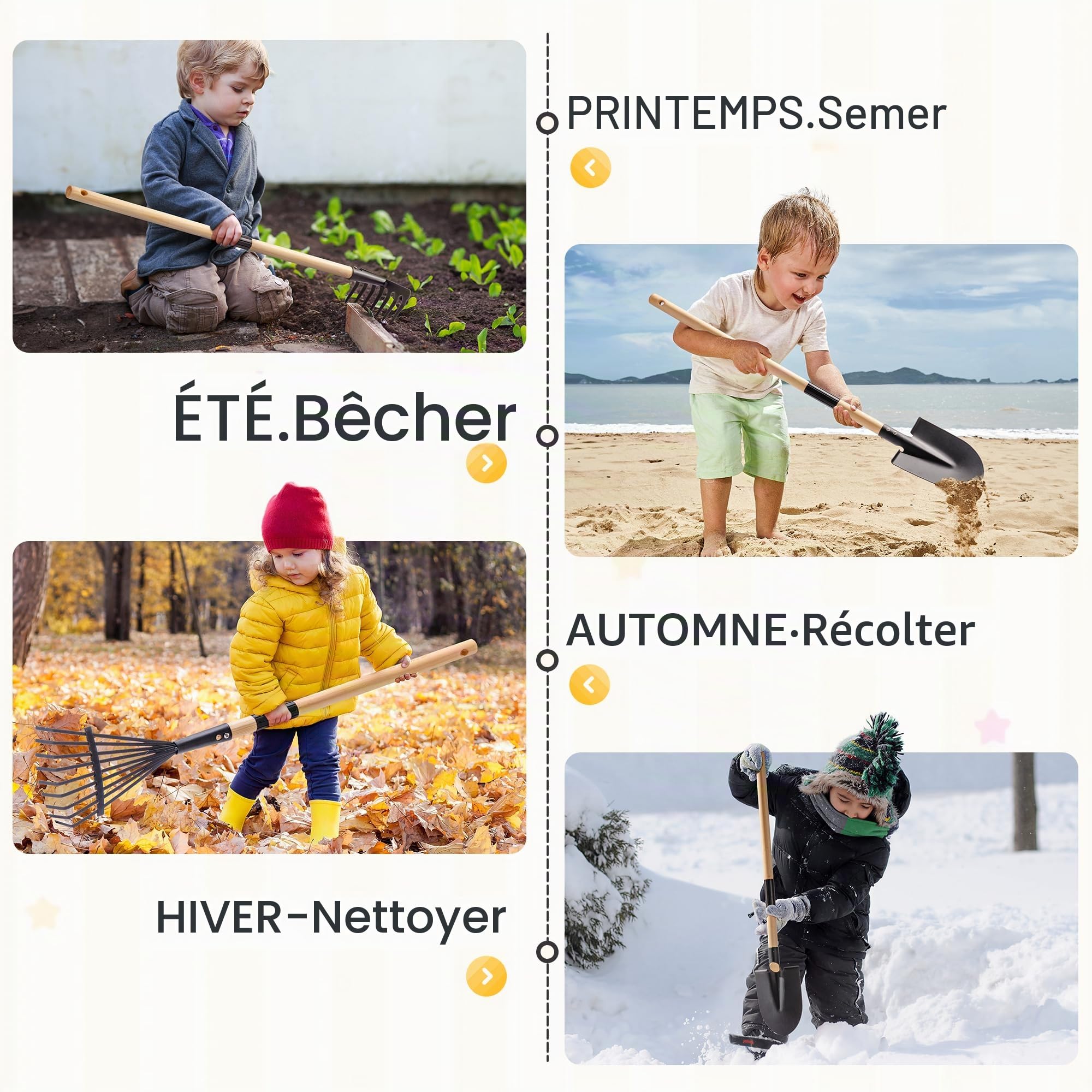 ROBOTIME Brouette et outils de plantation en métal pour enfants, 5 pièces, gris-noir, avec poignée réglable en bois de pin, arrosoir, râteau, pelle, pour garçons et filles à partir de 3 ans