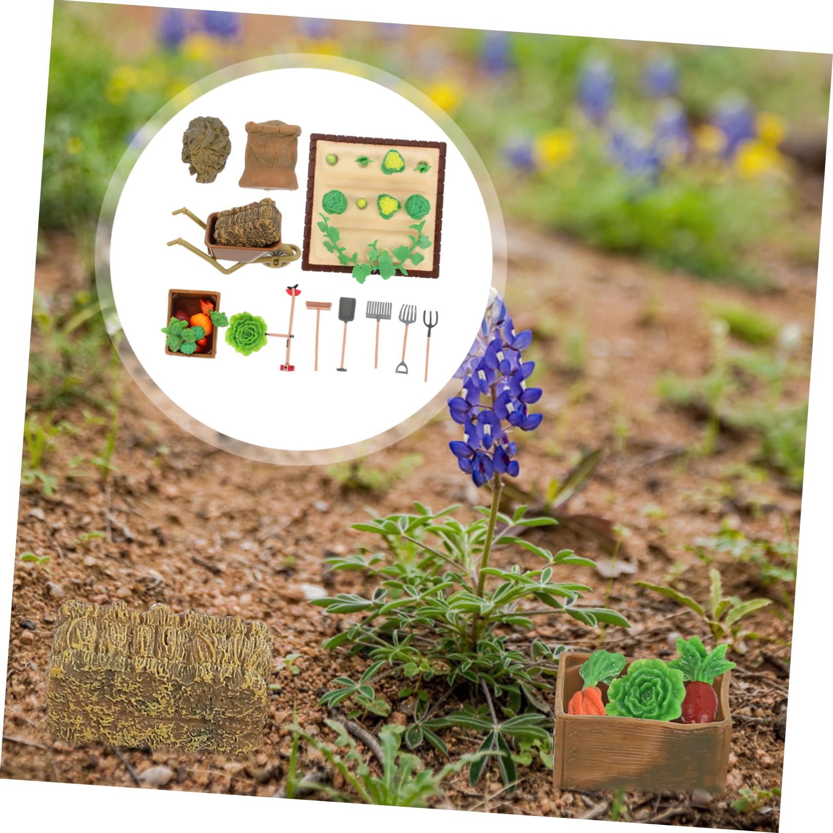 NUOBESTY Kit Per Orto in Miniatura Per Casa Delle Bambole - 1 Set Di Modellini Di Orto in Miniatura Con Attrezzi Agricoli Per Giardino