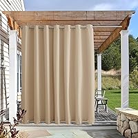 Vista 17 de NICETOWN 2 Paneles de Cortinas para Exteriores Extra Anchas Impermeables y a Prueba de Viento, Bordes Superior e Inferior con Ojales Antióxido