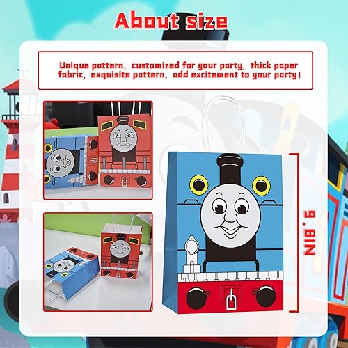 Miniatura 3 de Paquete de decoración de fiesta de cumpleaños de tren de dibujos animados, bolsas de regalo, suministros de fiesta, regalo de fiesta, bolsas de