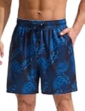 Mens Swim Trunks with Compression Liner 5 & 7 inch Quick Dry Bathing Suit Swim Shorts with Zippered Pockets