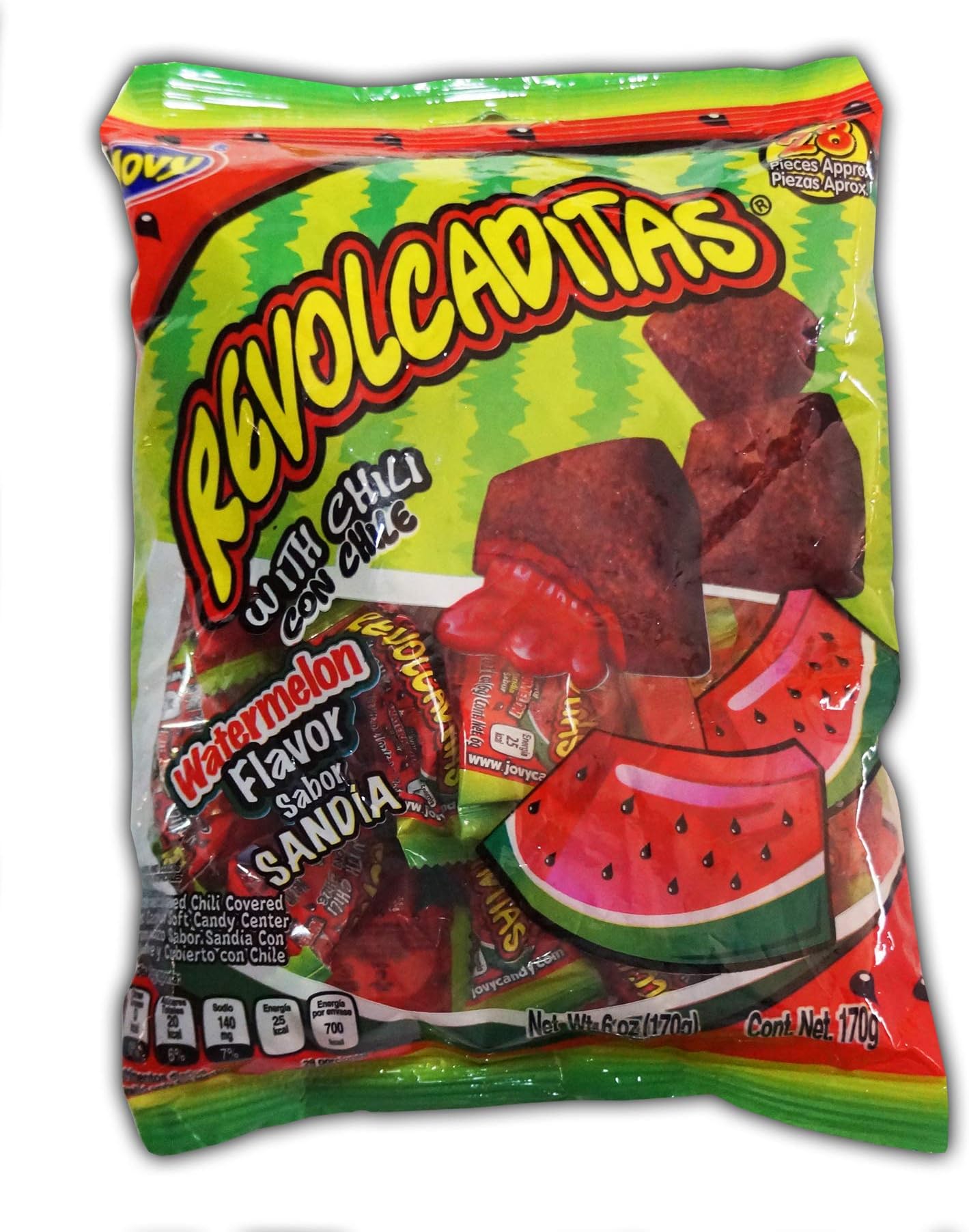 Jovy Revolcaditas Chili Watermelon Candy - Irresistible Sweet Heat in Every Bite! (6oz)