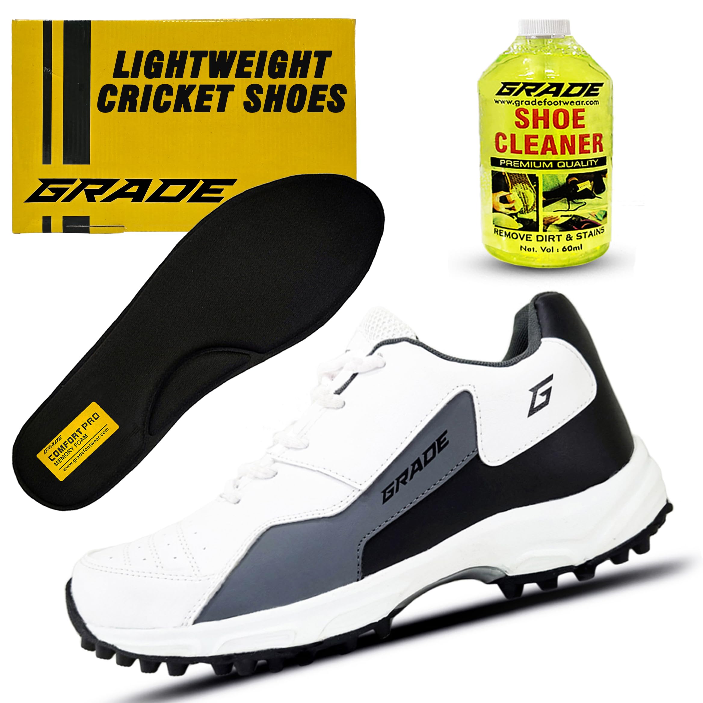 Pacer Cricket Shoes for Men with Memory Foam Comfort | Rubber Spike Cricket Shoes for Boys | Super Comfortable & Lightweight Cricket Shoes Men | Mens Cricket Shoes