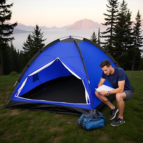 Tienda de campaña de cúpula para 2 personas para acampar impermeable ligera portátil mochilero naranjaazulverde militarverde