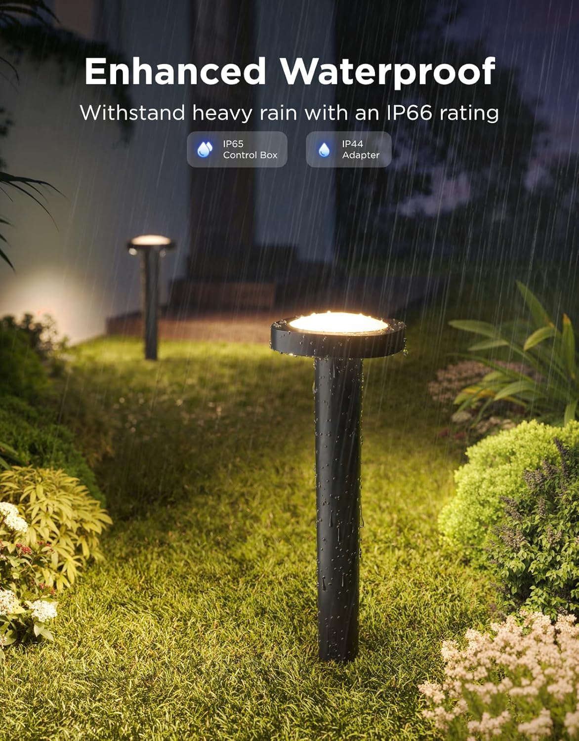 Govee Outdoor Pathway Lights 2, IP66 Waterproof Patio Lights, 60+ Scene Modes Landscape Lighting for Yard, Garage, Garden, Lawn, Outdoor Decor, Works with Alexa, Google Assistant, Matter, Wired 4 Pack - Image 5