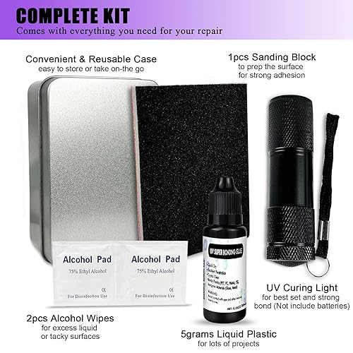 Miniatura 2 de EDSRDXS - Kit de pegamento de soldadura y unión UV, kit de resina UV con luz UV de 3 W, secado rápido e impermeable, pegamento de soldadura de