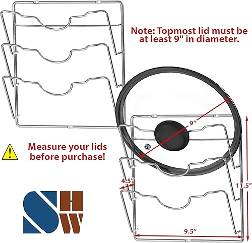 Miniatura 6 de Simple Houseware - Estante organizador de tapa de olla para puerta de gabinetepared, paquete de 2 unidades, bronce