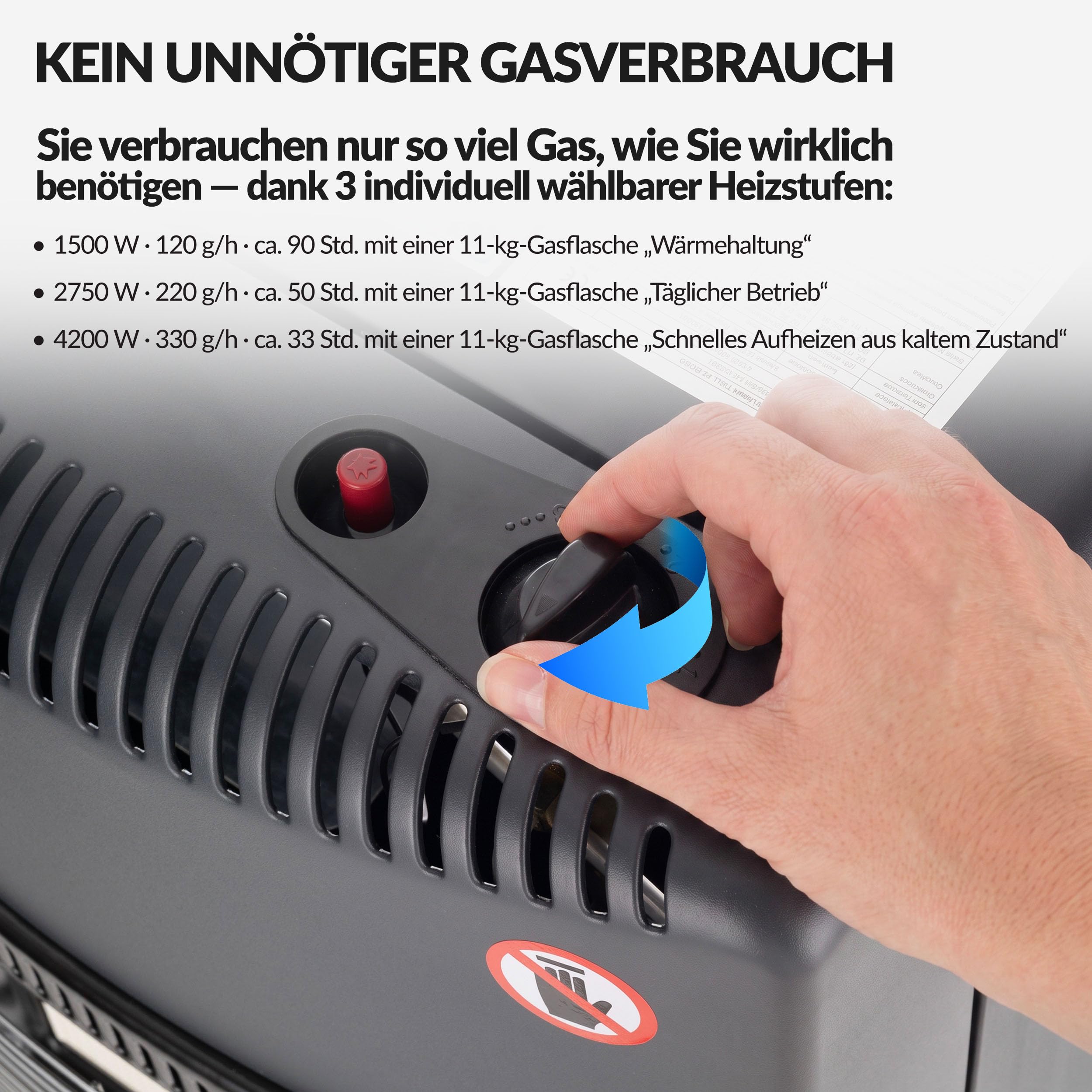 LEHMANN Gasheizer, Gasheizung 4,2 kW, bis 80 m², Infrarot, Piezozündung
