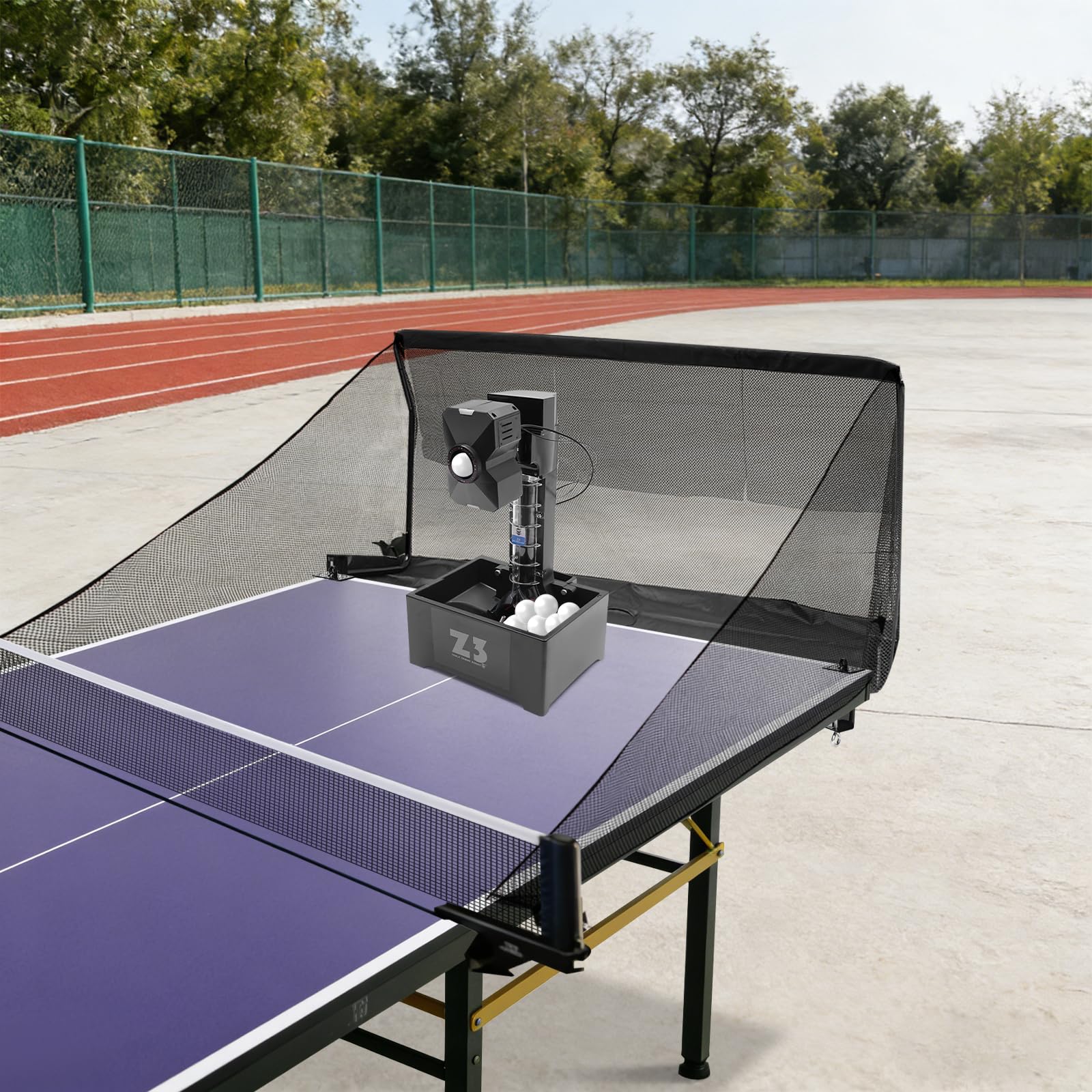 Automatische Tischtennismaschine, Ping Pong Ball Wurfmaschine mit 10 Modi, Tischtennis Roboter mit Fernbedienung 100 Bälle & Netz, 35-90 Balls/Min, 10 Modi & Doppelrad-System, für Training, Übung