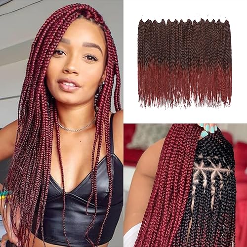 Paquete de 7 paquetes de trenzas de ganchillo senegalesas con rizos de ganchillo en color degradado, trenzas pequeñas para mujeres negras,