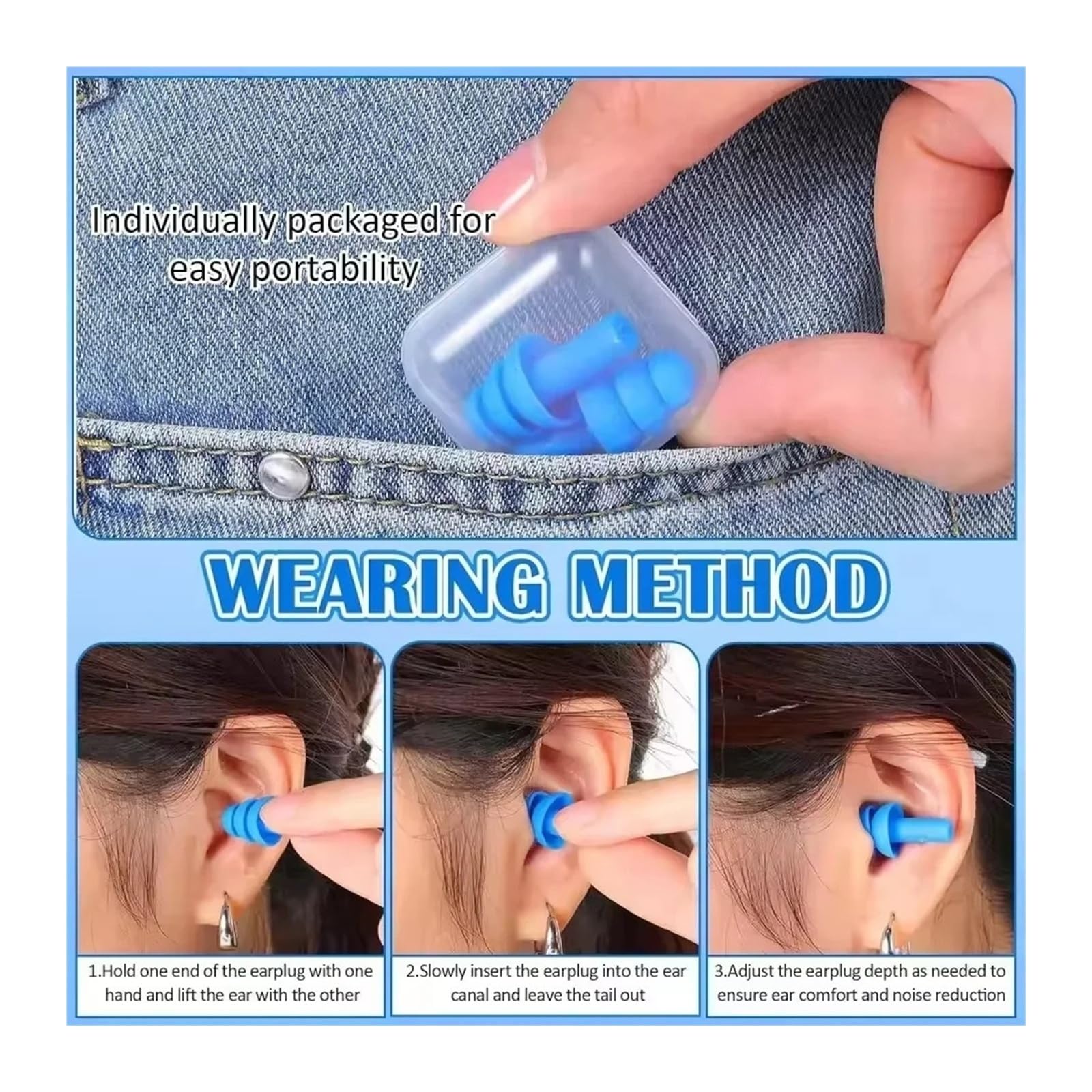 1/25 paia di tappi per le orecchie in silicone con cancellazione del rumore, per dormire e nuotare, impermeabili, riutilizzabili (25 paia (50 pezzi)