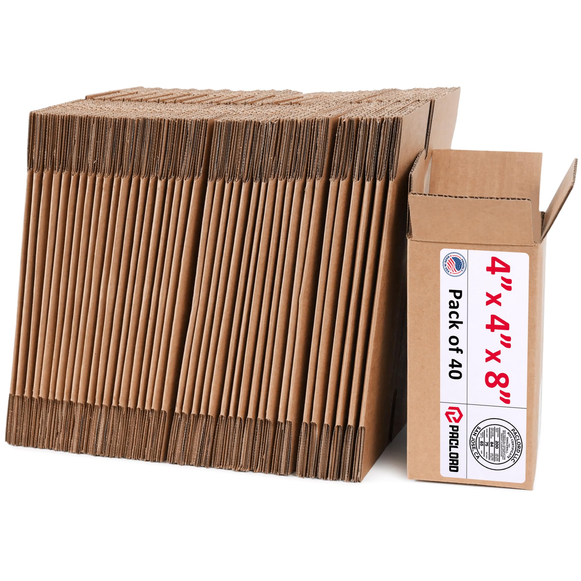 Tall Cardboard Boxes 4"L x 4"W x 8"H (Pack of 40) - USA-Made Packing Boxes for Moving, Shipping, or Storage - USPS, UPS, FedEx Approved - Professional Packing Supplies for Moving | USA-Made Packing Boxes for Moving, Shipping, or Storage - USPS, UPS, FedEx Approved - Professional Packing Supplies
