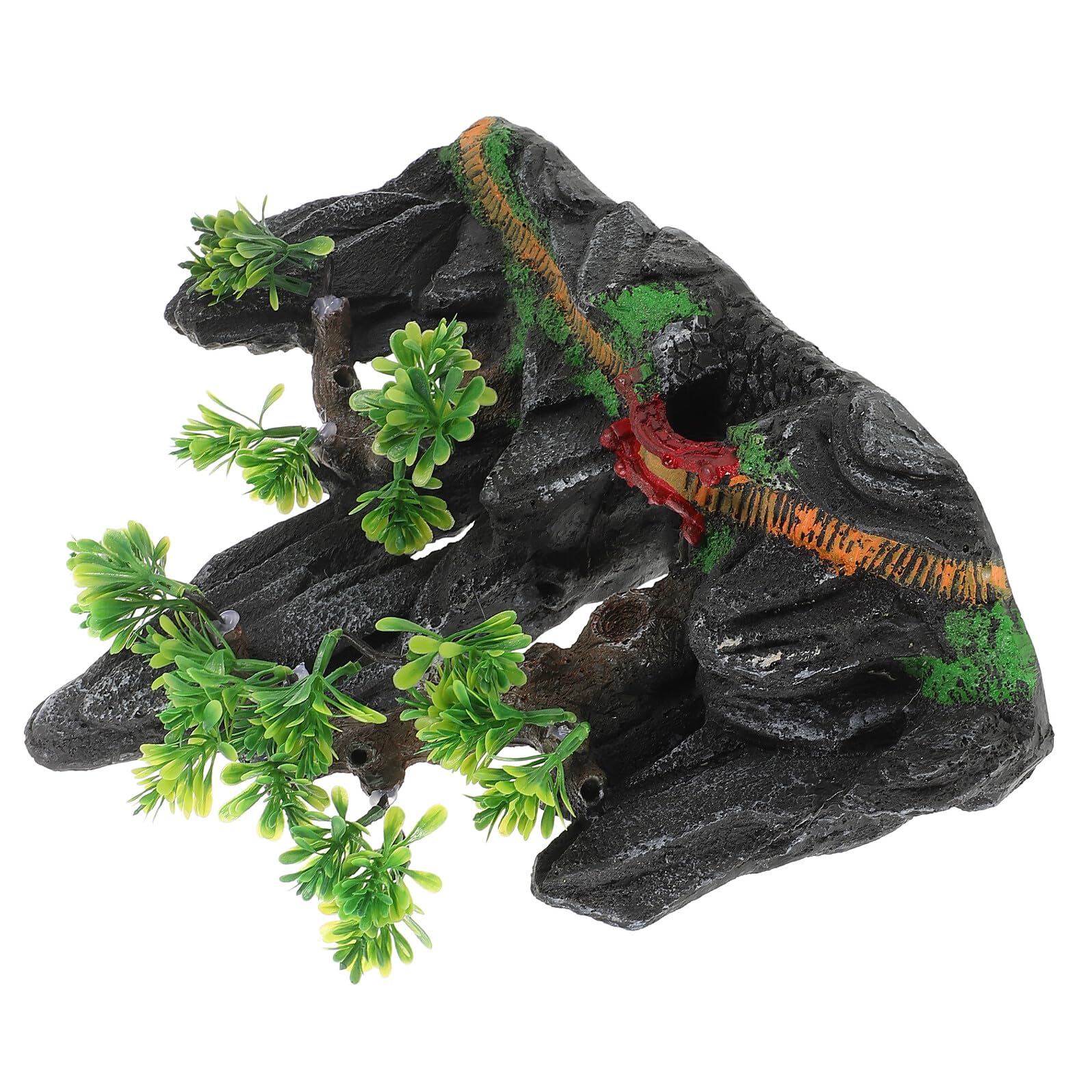 Decorazione per Acquario in Resina Piccola e Compatta Ornamento Roccioso con Rifugio Naturale per Pesci e Gamberetti Accessorio per Vasche d Acqua con Aspetto Antico e Dettagli