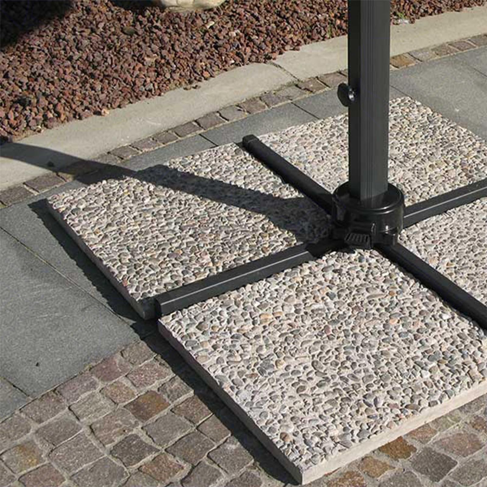 Base Per Ombrellone In Cemento 50x50cm - Peso 20kg, Finitura Ghiaia, Per Giardino E Terrazzo - Foto 8