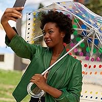 Vista 8 de Totes Adult Clear Bubble Umbrella with Dome Canopy and Lightweight Wind and Rain Protection Transparente