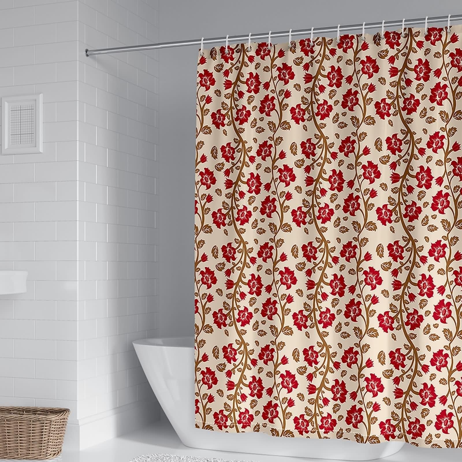 Rideau de douche 300x200 lavable grand format polyester rouge KnSam