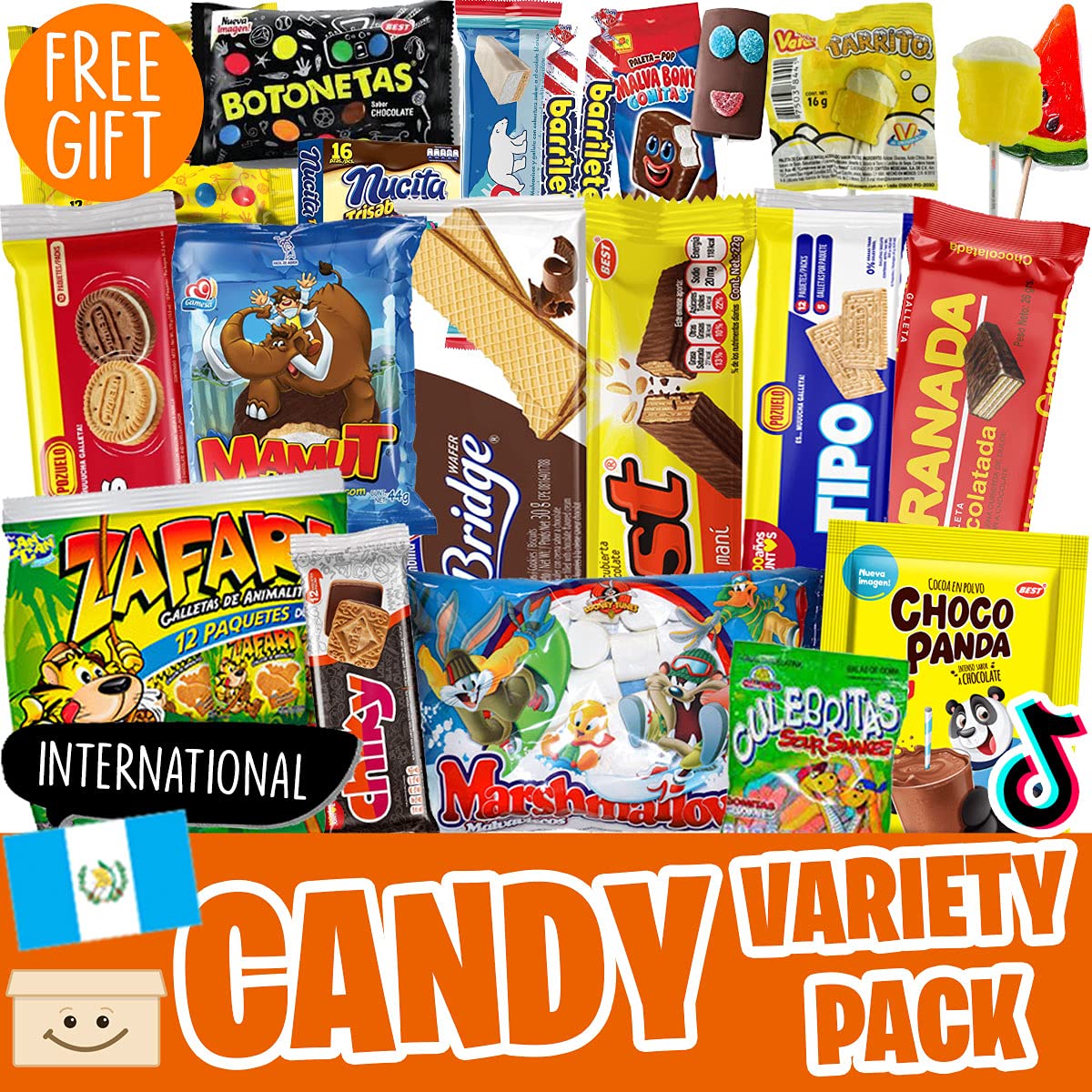 Paquete variado de dulces premium para adultos y niños + sorpresa gratis! - La mejor caja de dulces internacionales de Guatemala - Caramelos