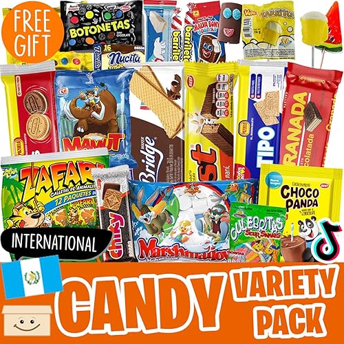 Paquete variado de dulces premium para adultos y niños + sorpresa gratis! - La mejor caja de dulces internacionales de Guatemala - Caramelos
