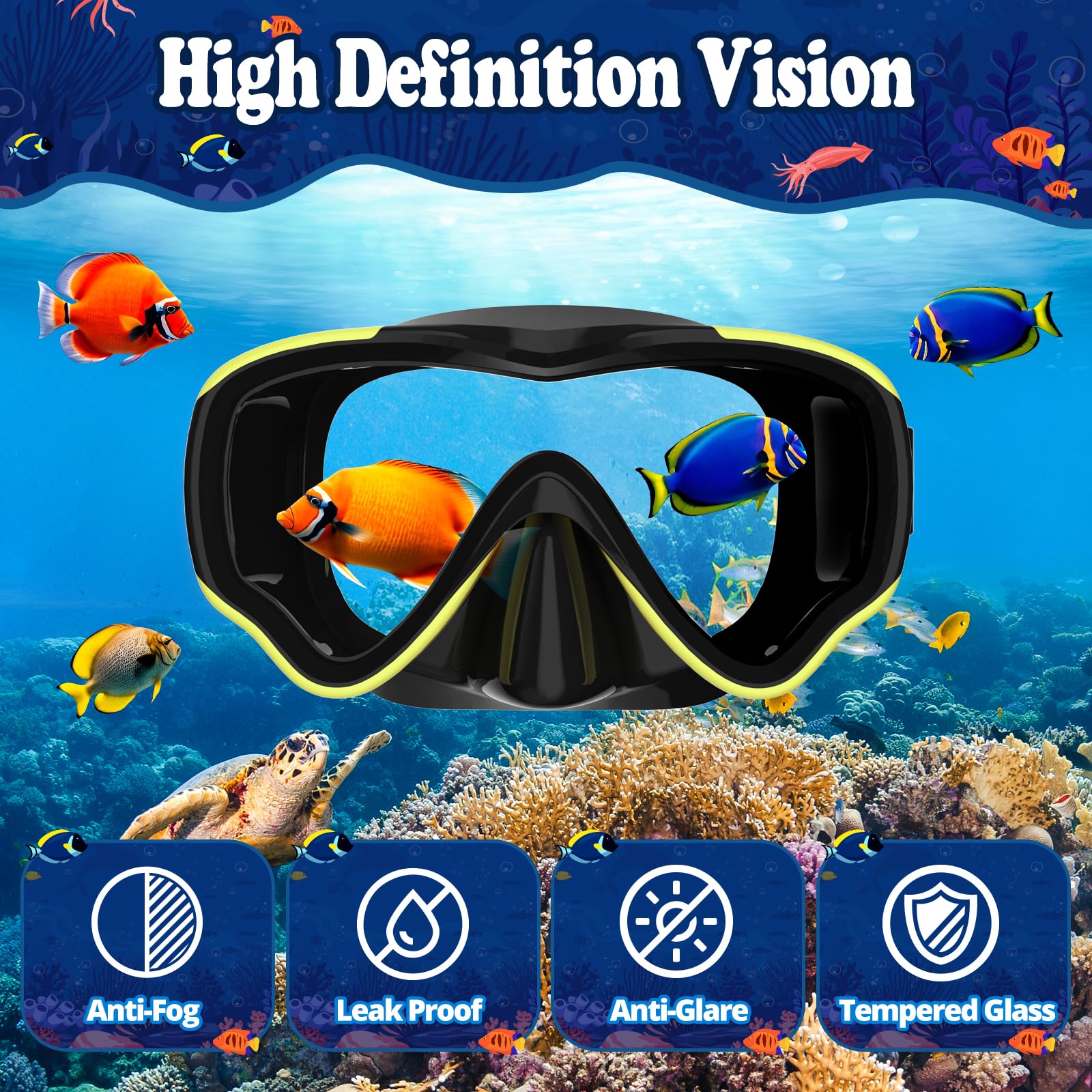 UPhitnis Maschera Snorkeling Bambino 4-12 anni - Maschera Subacquea Bambini Antiappannamento con Boccaglio con Valvola - Set Maschera da Immersione per Ragazzo e Ragazza