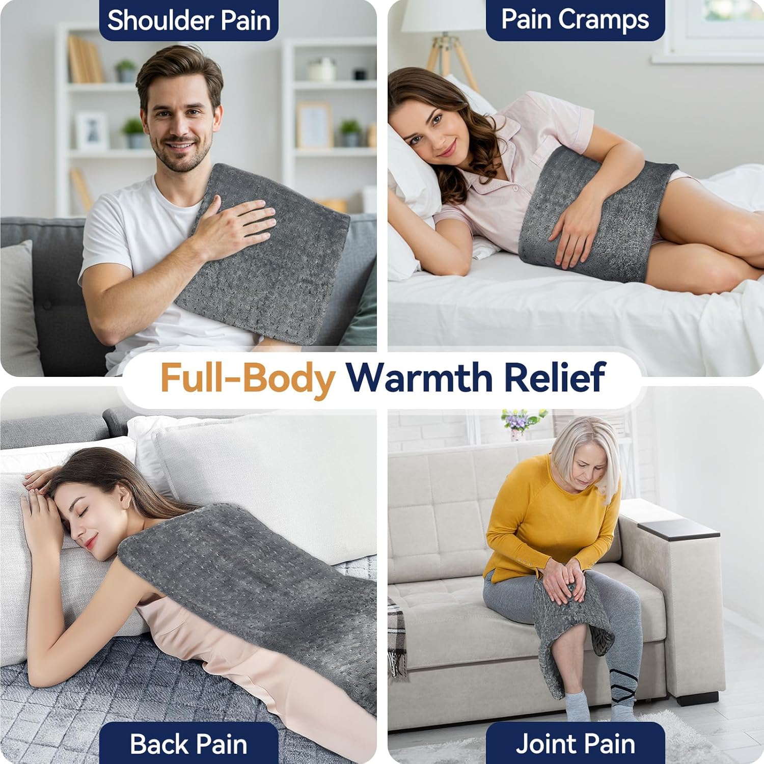 Extra Large Heating Pad for Back Pain Relief, 33"x17" Electric Heat Pad for Neck, Shoulders, Cramps, Menstrual Pain, 9 Heat Settings & 4 Auto-Off Timers, Soft Machine Wash Fabric, Gifts for Lover Gray