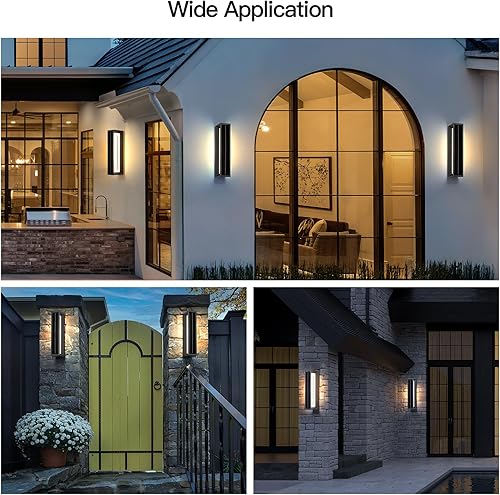 Miniatura 8 de Luces solares de pared de 20.5 pulgadas para exteriores, impermeables, modernas luces de porche, 3000 K, apliques solares de pared para exteriores,