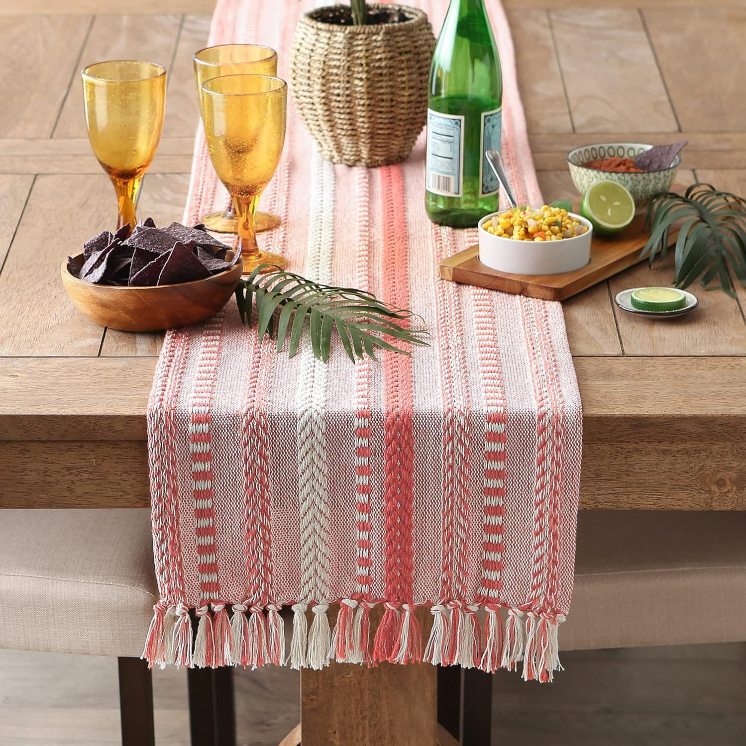 THE HOME TALK Premium Cotton Designer Table Runner -36 x 183 cm(14x72 Inches)-Orange|Elegant Décor for Dining Tables|Handcrafted Quality|Stylish Console Décor for Dining Table, Parties, Events