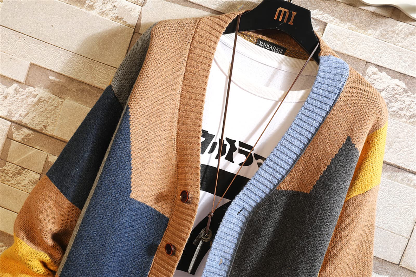 GURUNVANI Cardigan da Uomo Maglioni a Maglia a Maniche Lunghe con Bottoni