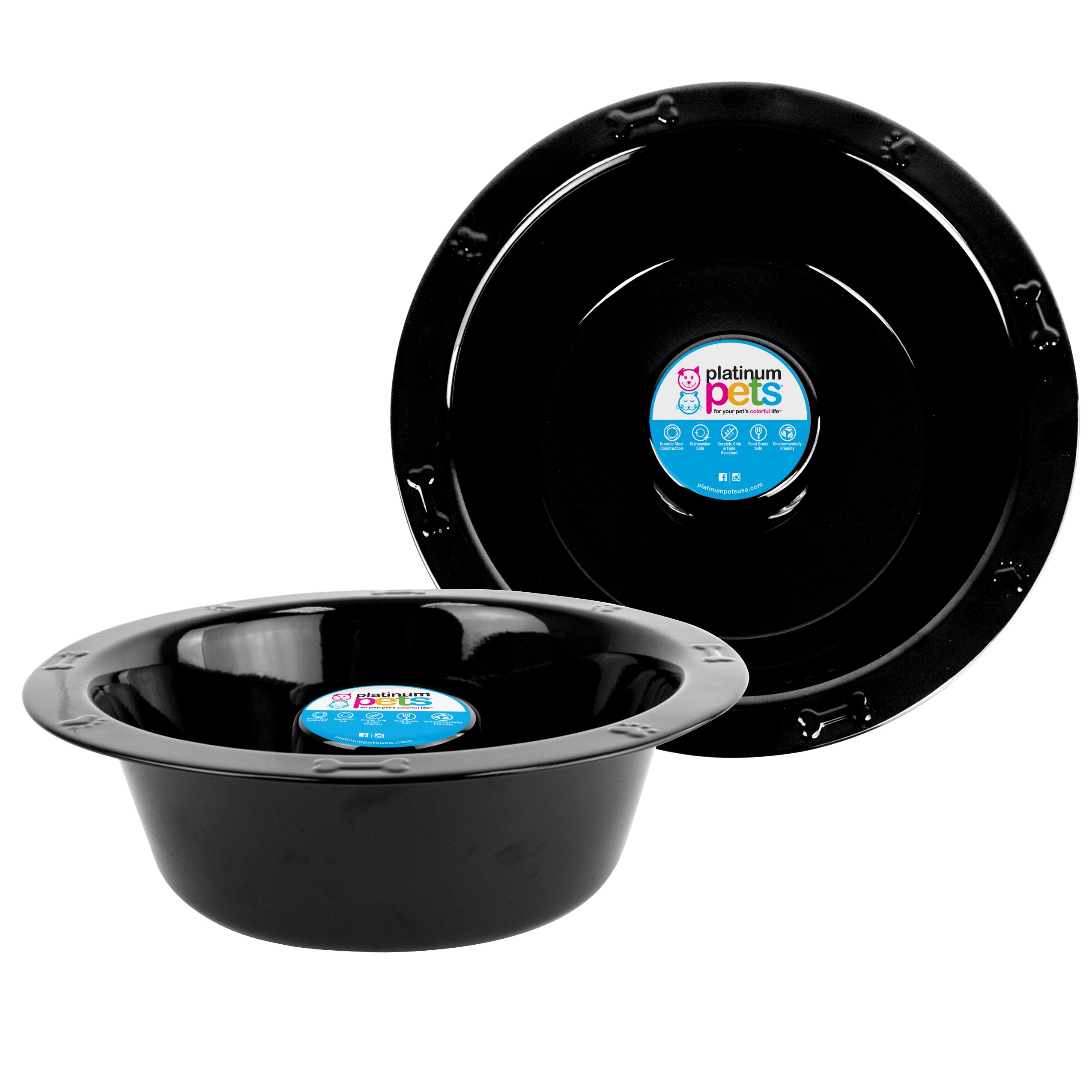 Photo 1 of 1Piece Platinum Pets 12412 P Switchin Slow Eating Stainless Steel Wide Rimmed Dog/Cat Bowl 50 oz, Midnight Black, Large Large Midnight Black