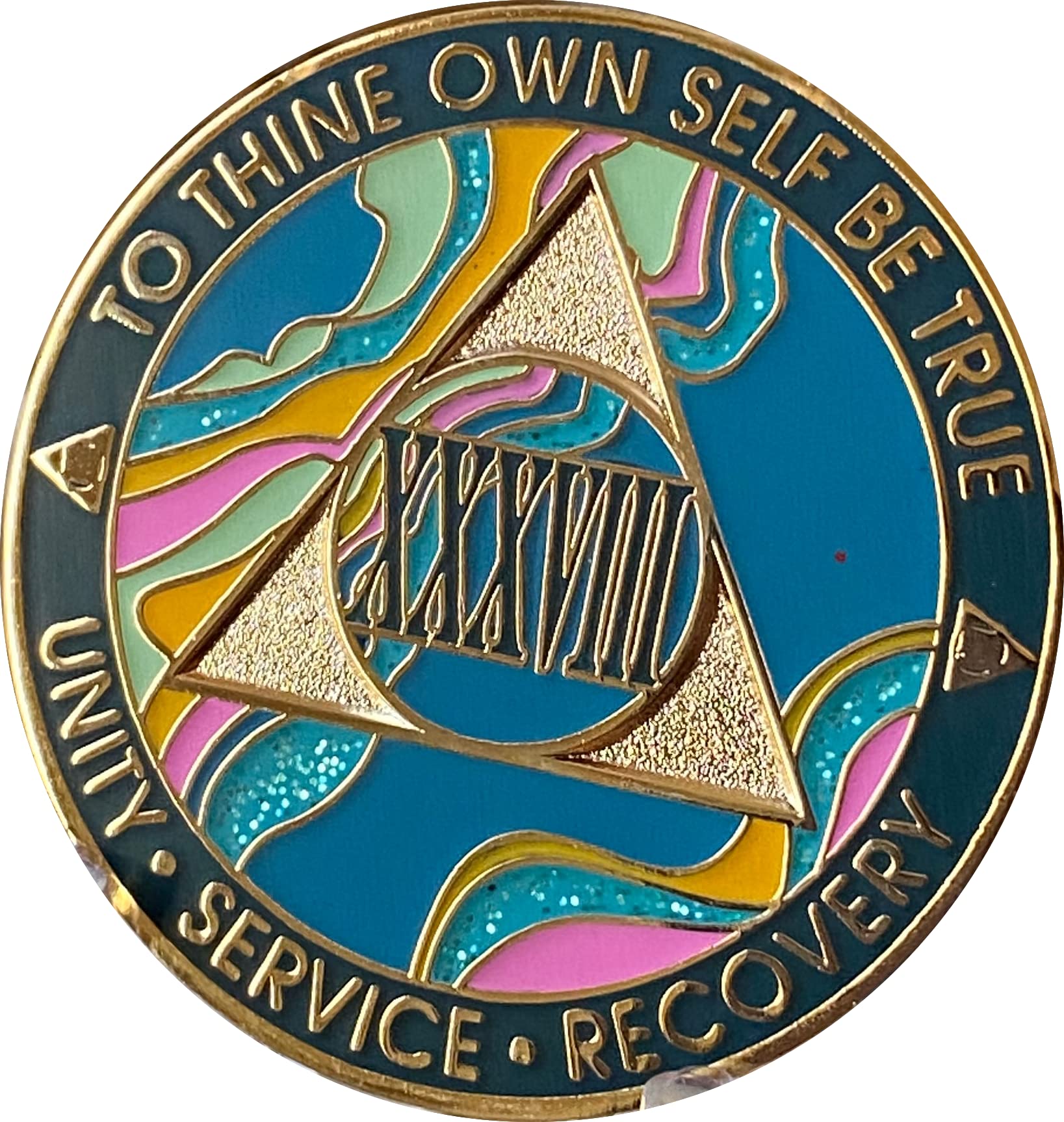 AA 38 Years Elegant Tahiti Marble Teal & Rose Gold Plated Chip Locket-image-42