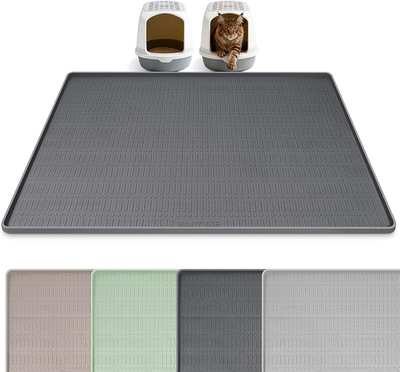 Tapete de silicone para caixa de areia de gatos Bartuke, cinza-escuro, 119 x 89 cm