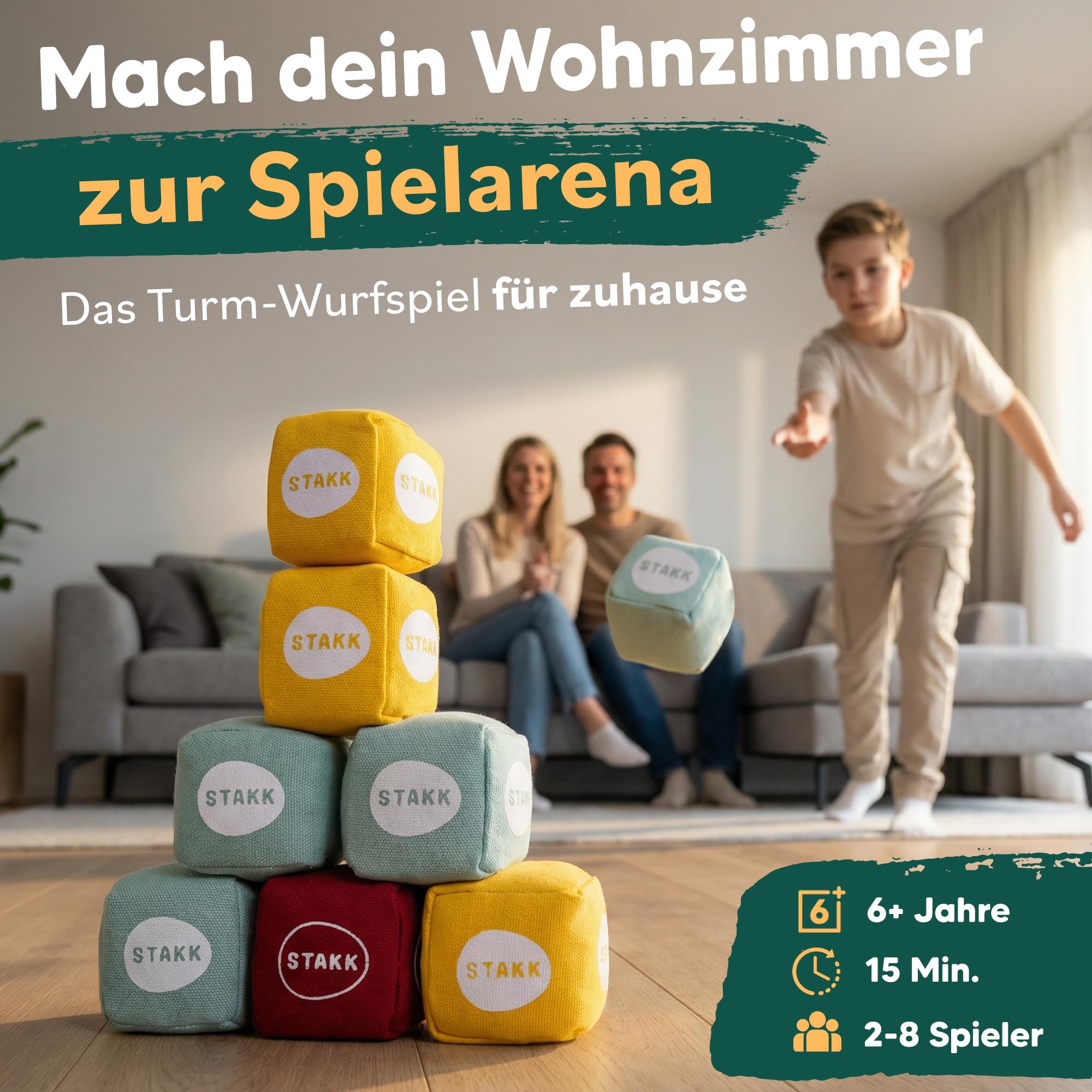 softSTAKK | Das Erfolgs-Wurfspiel jetzt für Indoor & Outdoor | Boccia & Boule neu interpretiert | Familienspiel vereint Geschick & Strategie | Wurfspiel für Kinder & Erwachsene