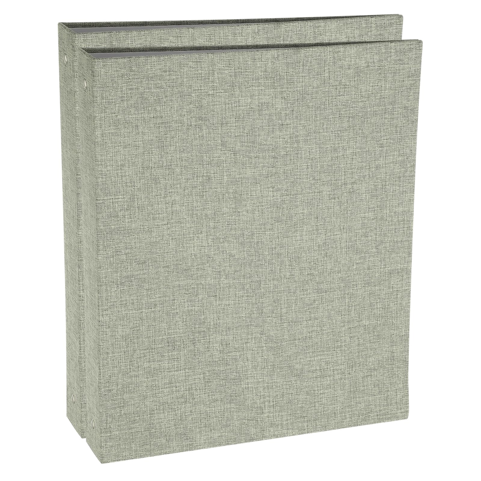 PATIKIL A4 Size 3 Ring Binder,2Pcs 1 Inch Round Ring Durable Linen Hardcover Binder Fit for 8.5" x 11" Paper Recipe Photo Office, Grey
