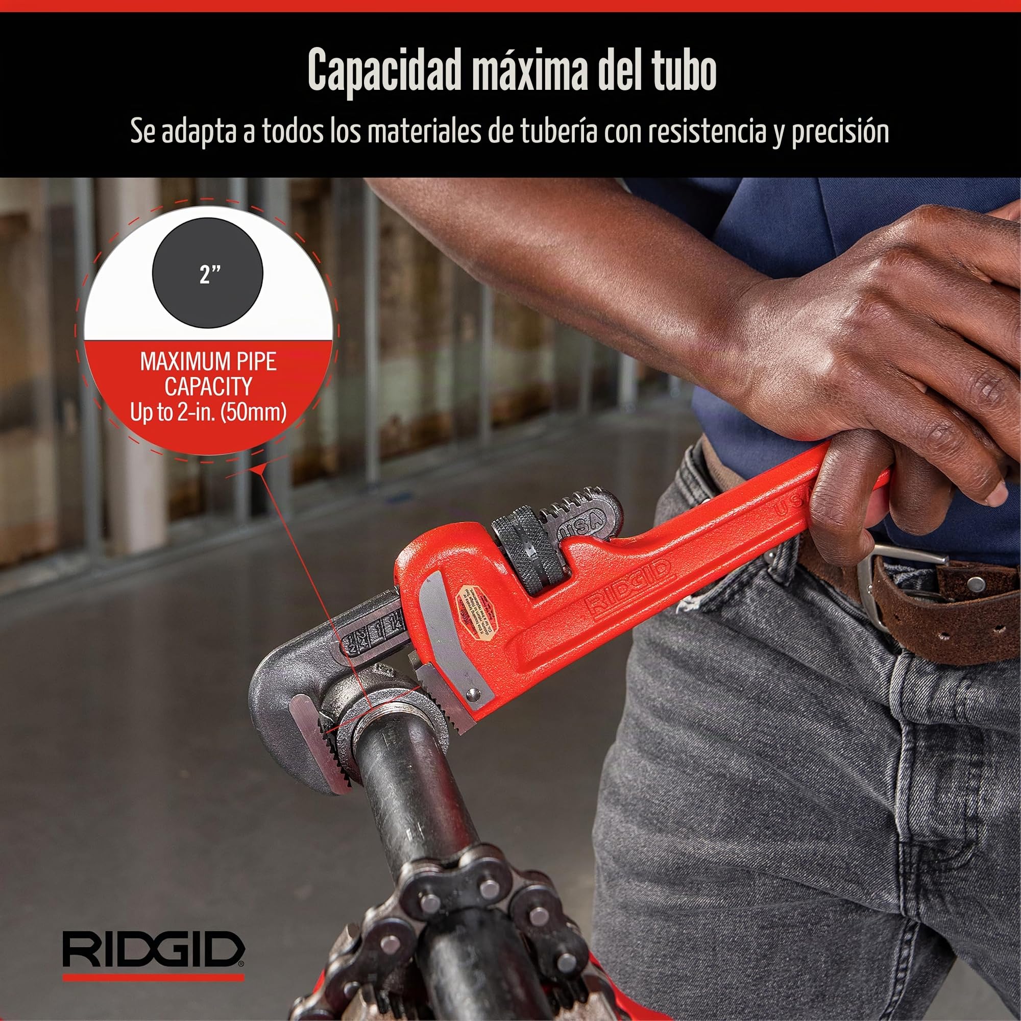 RIDGID 31015 Llave de tubo recta para servicio pesado de 12 pulgadas, Llave de fontanería de 12 pulgadas