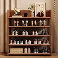 Vista 8 de Zapatero de bambú, organizador de almacenamiento de 5 niveles, 15-20 pares de zapateros independientes y organizadores de zapatos para entrada