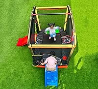 Vista 8 de Trampolín Mini Rectangular 7 en 1 de 6.5 pies con Escalada Deslizamiento Columpio para Niños Regalo de Cumpleaños para Niñas y Niños, Trampolín