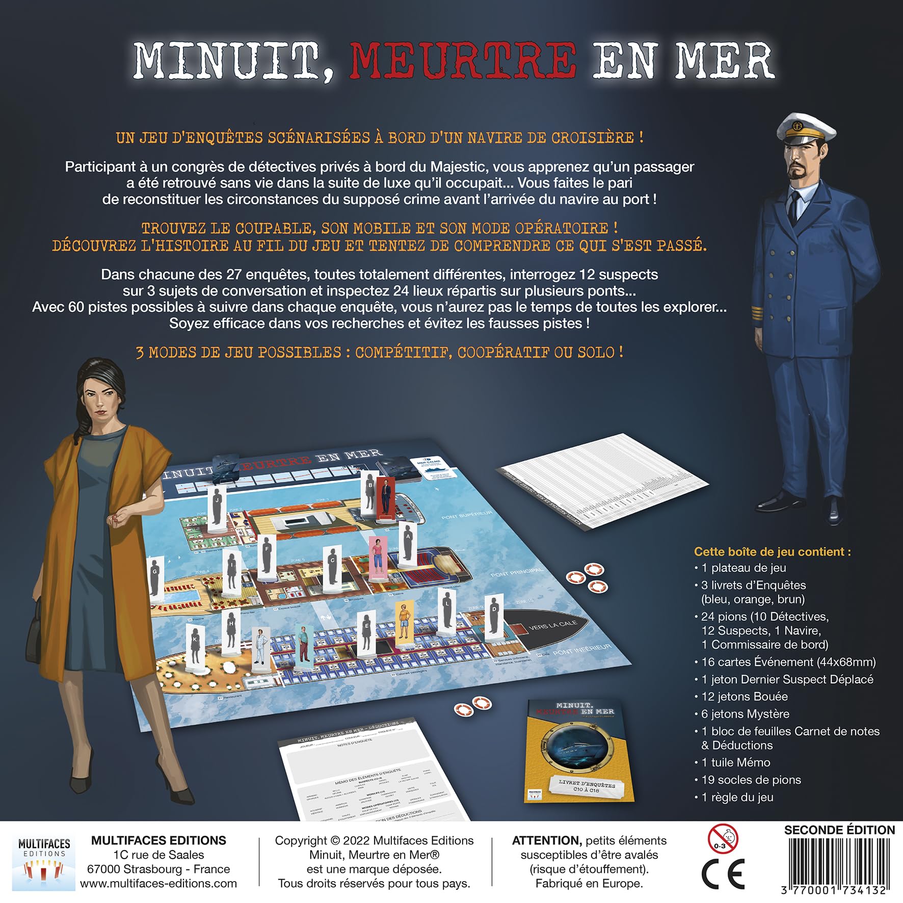 Asmodee - Mezzanotte, Omicidio in Mare 2nde Edizione - Multifaccia - Gioco investigativo sceneggiato - Cooperativo o Solo - Da 14 Anni - 1 a 6 Giocatori - 30 a 90 Min - Versione Italiana