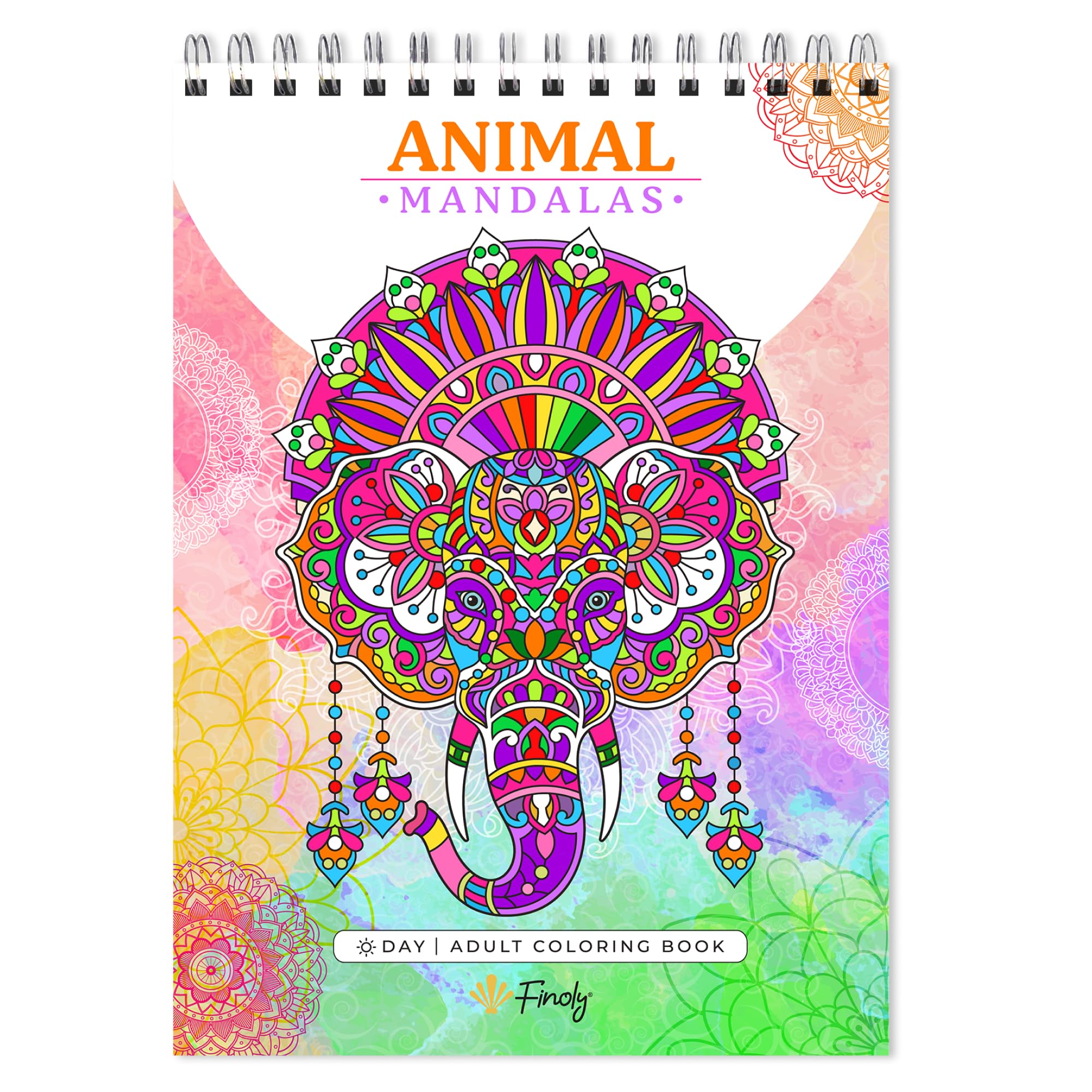 Finoly Mandala Colouring Books for Adults Does Not Bleed Ink, Day Adult Animals, A4