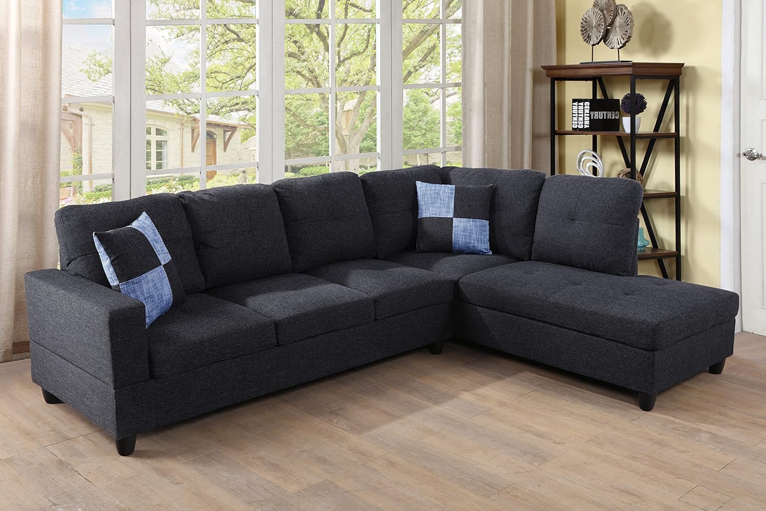 Beverly Fine Furniture Andes Microfiber with Faux Sofas, Dark Grey