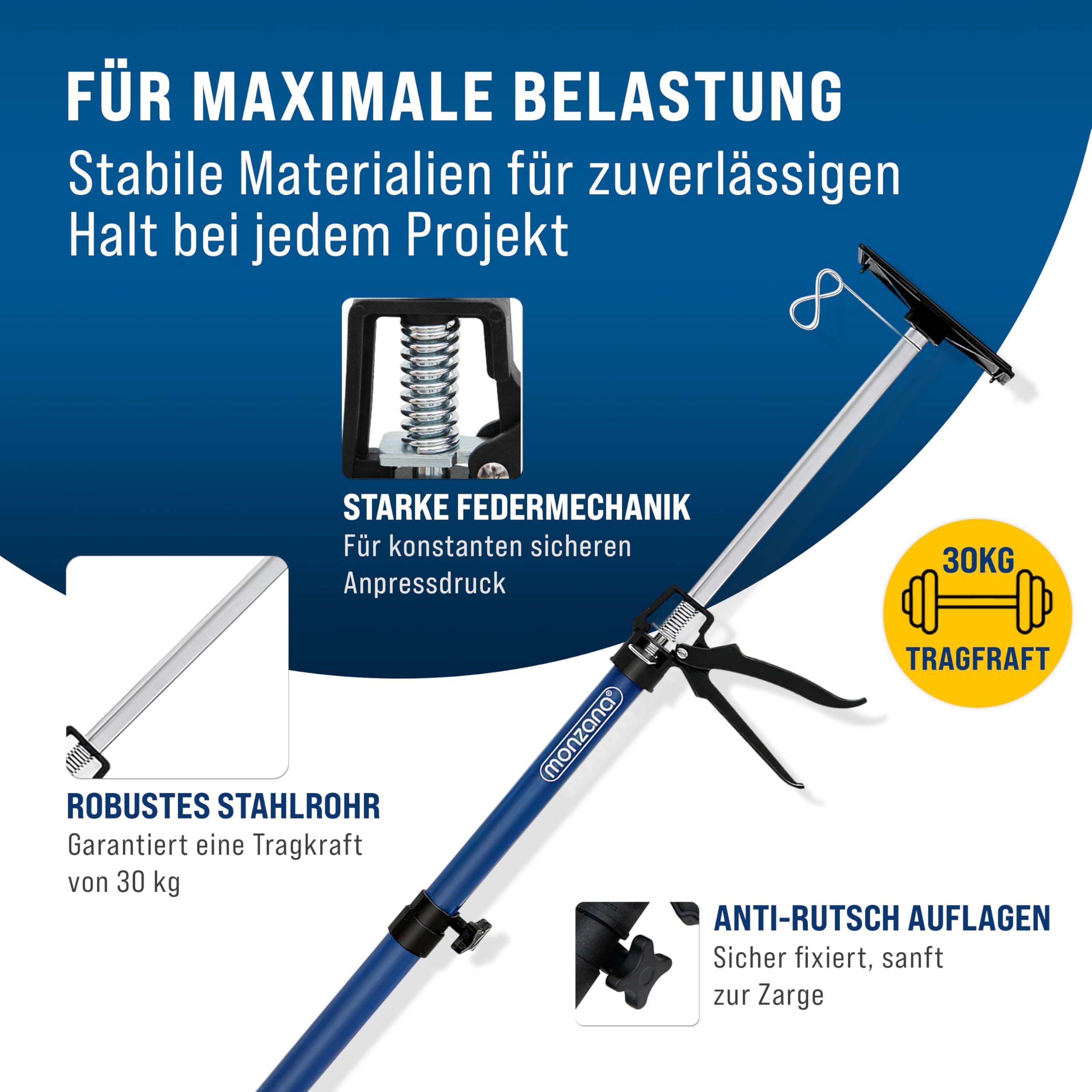 Deuba Supporto a Soffitto Set da 2 Regolabile da 115 a 290 centimetri Carico Massimo 30 chili Morsetto Telaio Parete