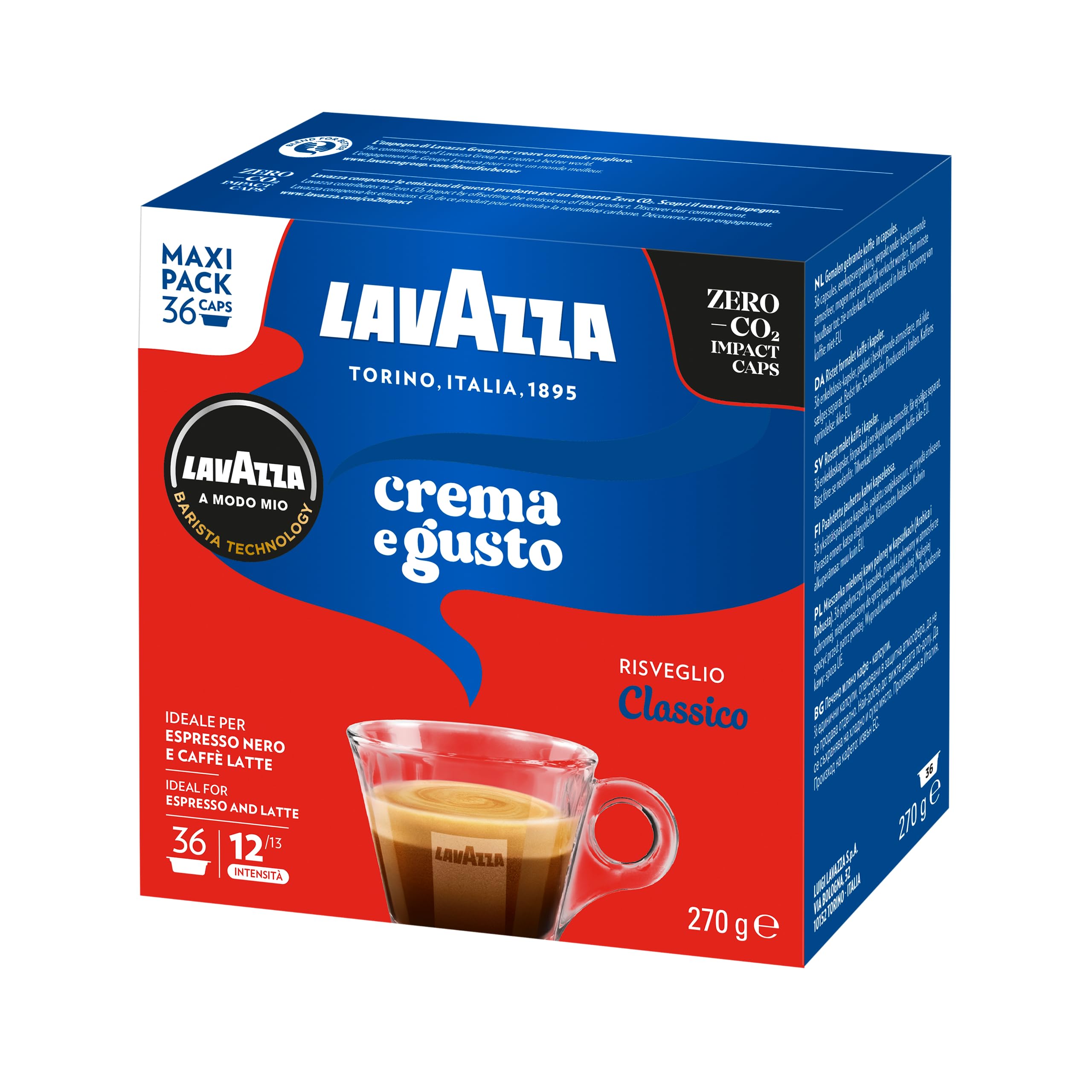 Lavazza A Modo Mio Espresso Crema E Gusto Coffee Cápsulas, 36-Count, Pack de 10 (360 cápsulas)