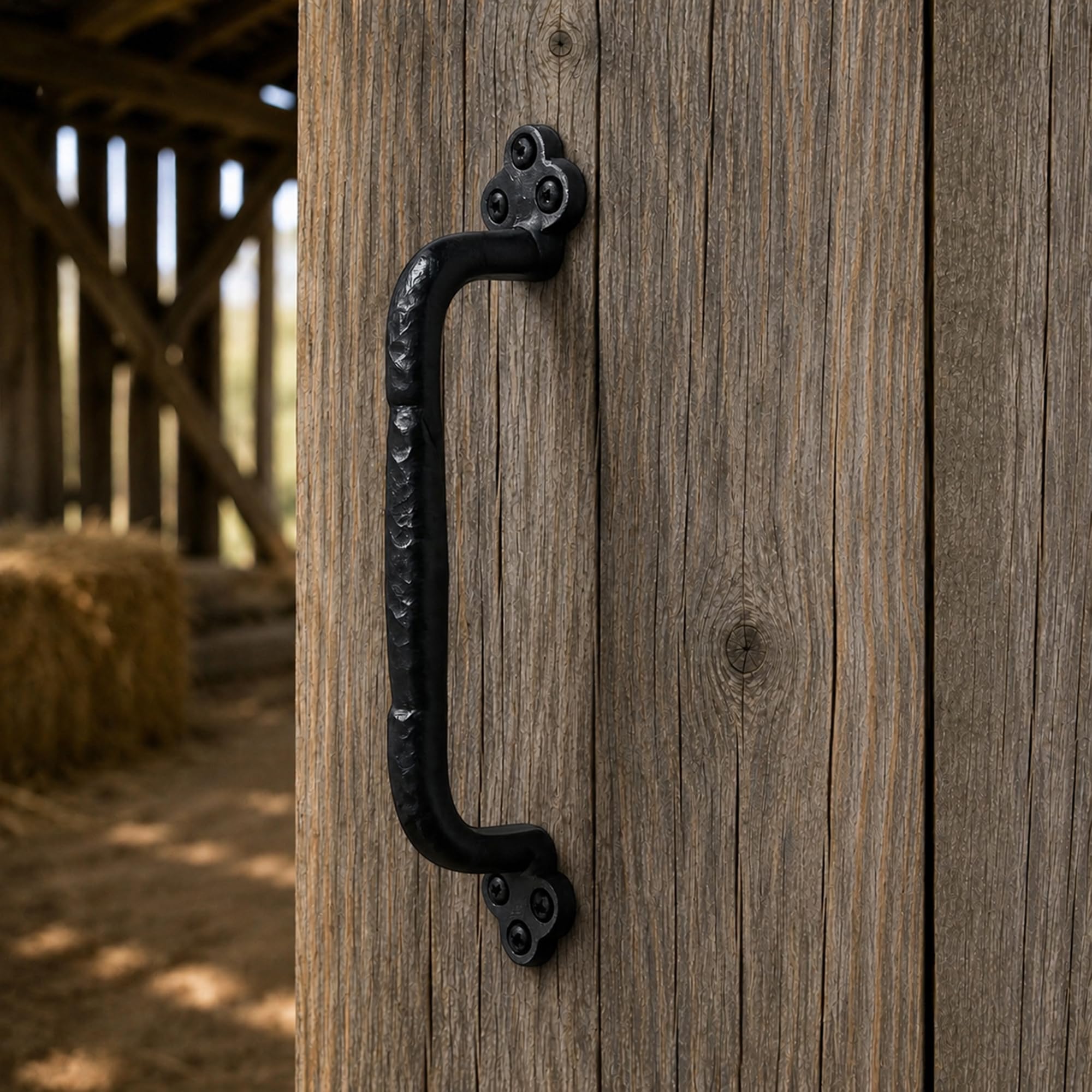 The Metal Magician 9 Inch Barn Door Handles, Pack of 2, Garage Door Handles Decorative, Hardware Rustic Heavy Duty Design Black Cast Iron Handle, Fence Gate, Metal Gate Outdoor, Kitchen Cabinets
