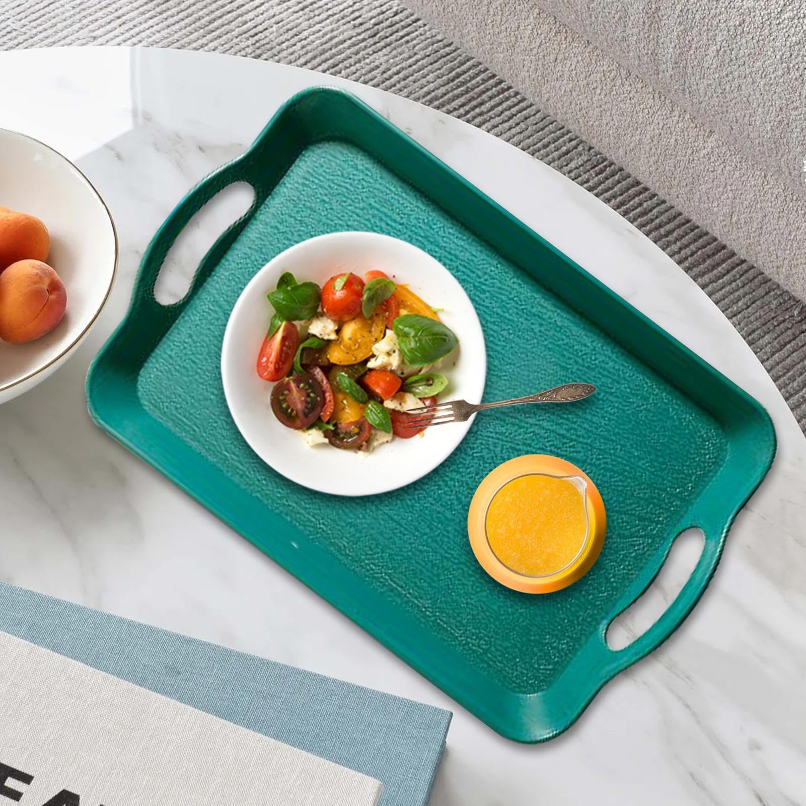 Bandeja rectangular antideslizante para servir – Plato versátil para aperitivos, postres, frutas, verduras y bebidas, perfecto para eventos al aire libre, fiestas y reuniones