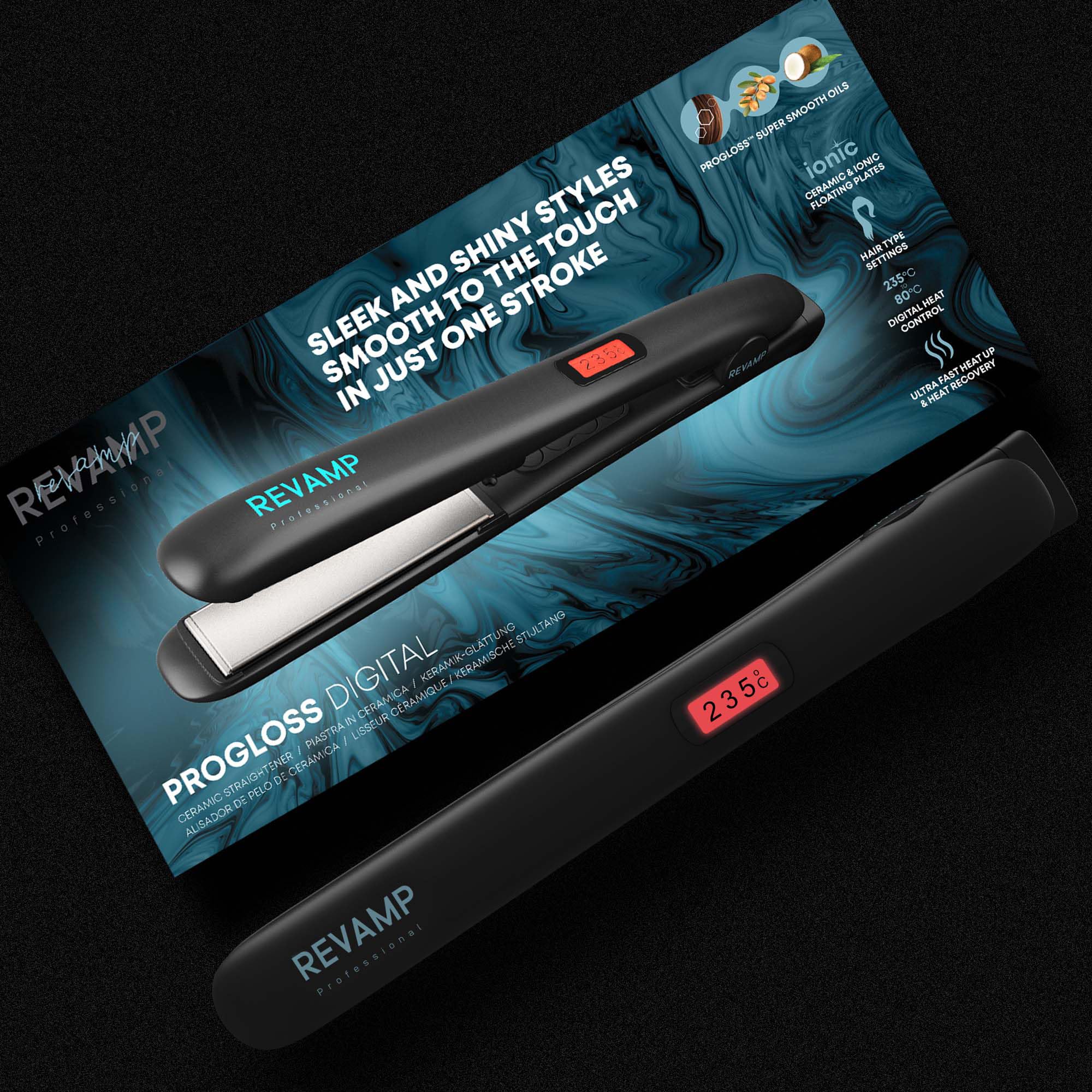 REVAMP Glätteisen Keramik 80-235 °C - Locken und Glätten, Ionenplatten