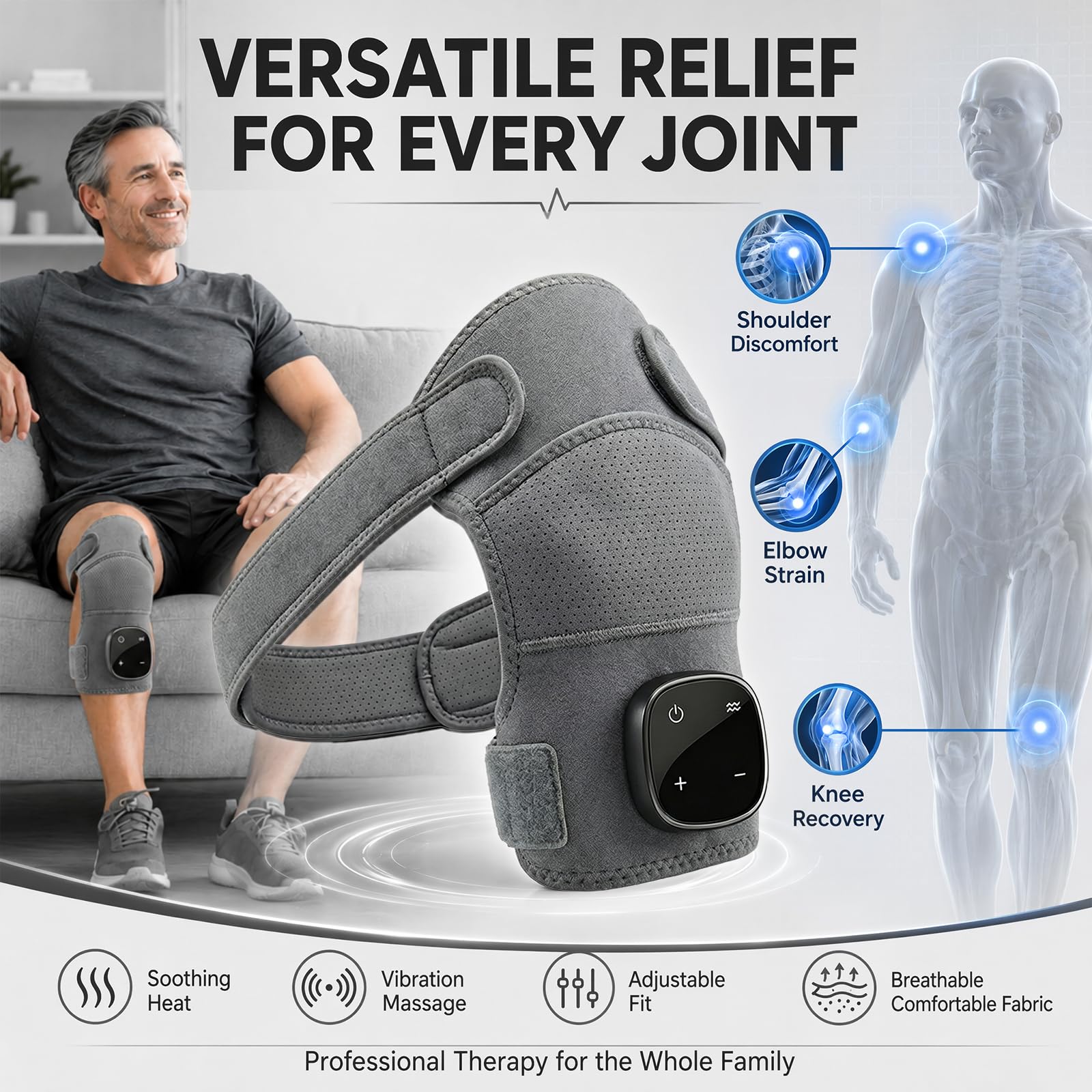 Schulter Massagegerät, Triple Method Schulter Massagegerät, Schultermassage Gerät mit Wärme und Vibration, 5 Heizstufen und 5 Vibrationsmodi, Einstellbar Schultermassage Gerät,Beheizte Schulterbandage