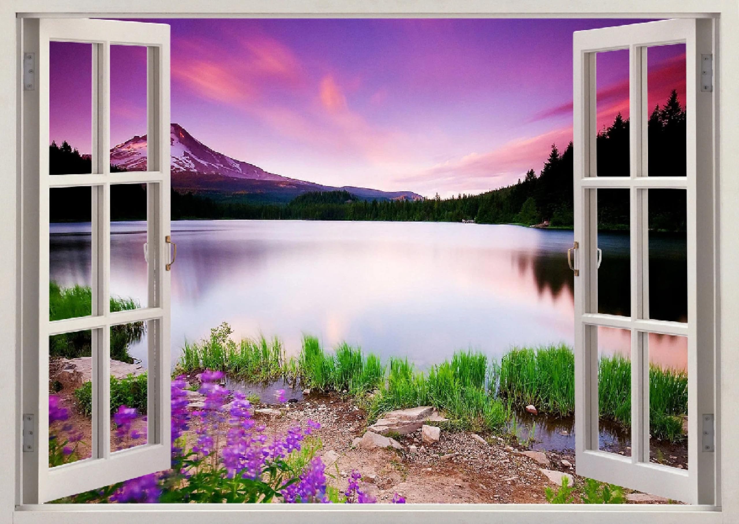 Adesivi 3D per decorazioni murali distruttiVista Lago Adesivo da parete Tatuaggio da parete per la decorazione della parete della cameretta dei bambini 70x122cm